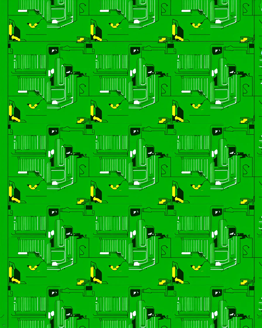 Electric Green Circuit Board Abstract Rug
