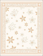 Cream and Tan Floral Botanical Medallion Rug