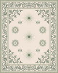Green Floral Vine Medallion Border Rug