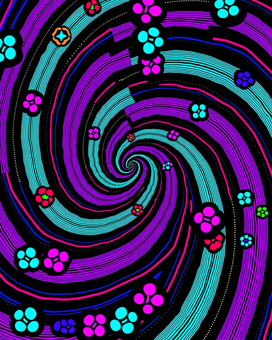 Vibrant Purple Swirl Floral Ripple Rug