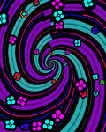 Vibrant Purple Swirl Floral Ripple Rug