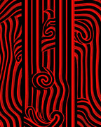 Bold Red Swirl Abstract Ribbon Rug