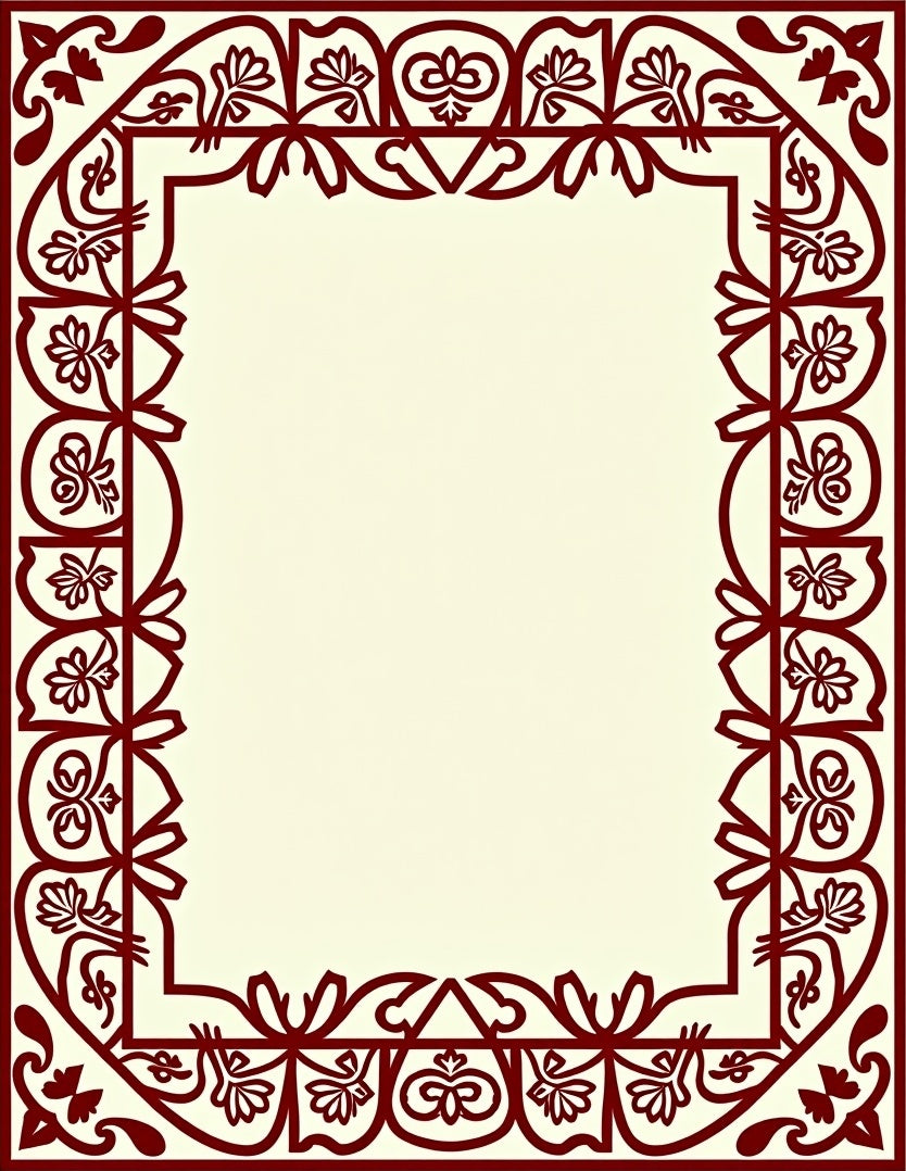 Ornate Crimson Floral Quadrant Rug