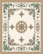 Vintage Floral Medallion Cream Border Rug