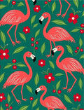 Coral Flamingos and Red Flowers Rug