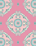 Pink Aqua Floral Medallion Radiance Rug