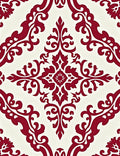 Rich Scarlet Damask Scrollwork Medallion Rug
