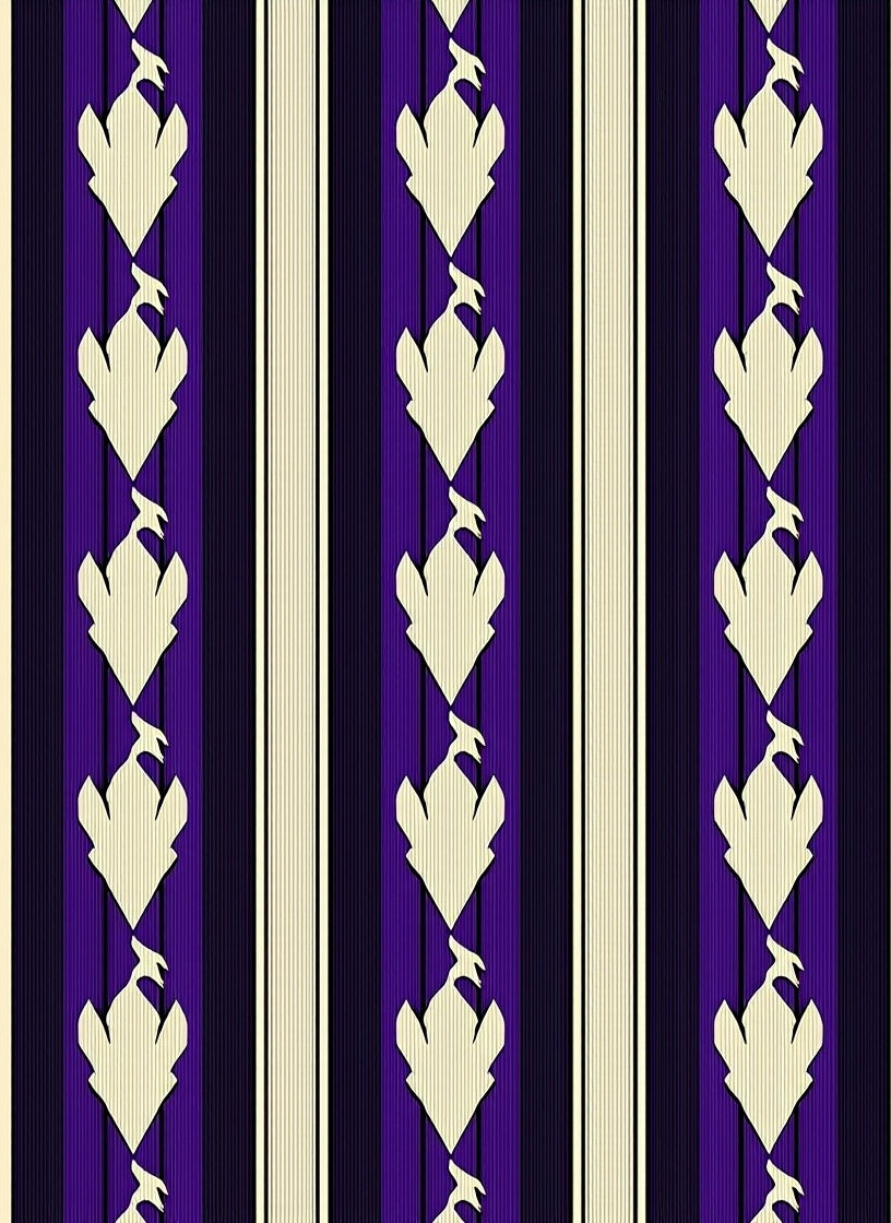 Purple Cream Abstract Feather Stripe Rug