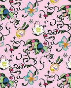 Whimsical Pink Floral Vine Swirl Rug