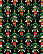 Folk Art Figure Emerald Green Red Rug