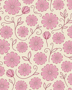 Pink Floral Meadow Swirls Rug