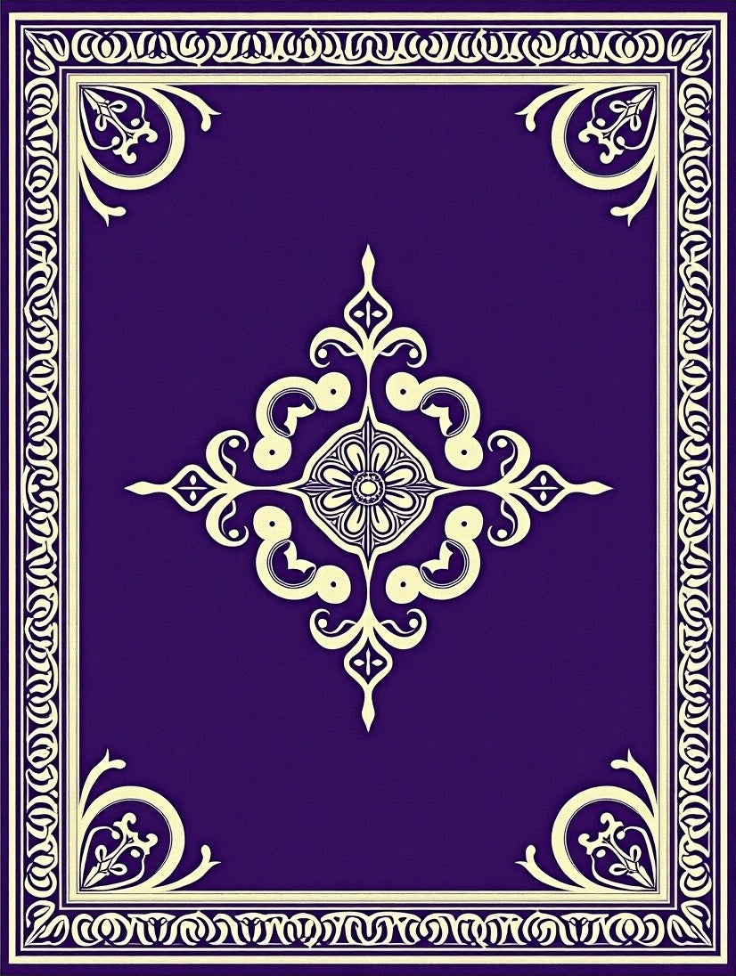 Regal Purple Cream Arabesque Medallion Rug