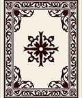 Cream and Black Floral Scroll Medallion Rug