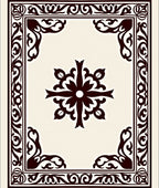 Cream and Black Floral Scroll Medallion Rug
