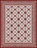 Crimson Cream Intricate Floral Border Rug