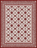 Crimson Cream Intricate Floral Border Rug