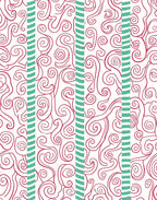 Crimson White Swirl Stripes Rug