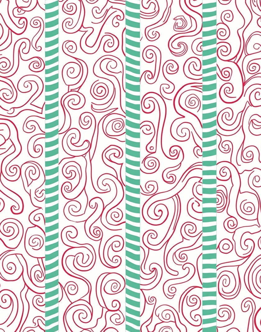 Crimson White Swirl Stripes Rug