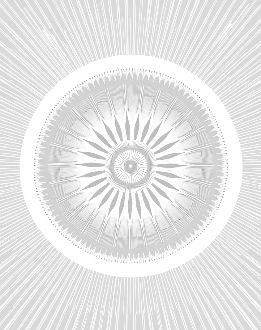 Silver Sunburst Mandala Rug
