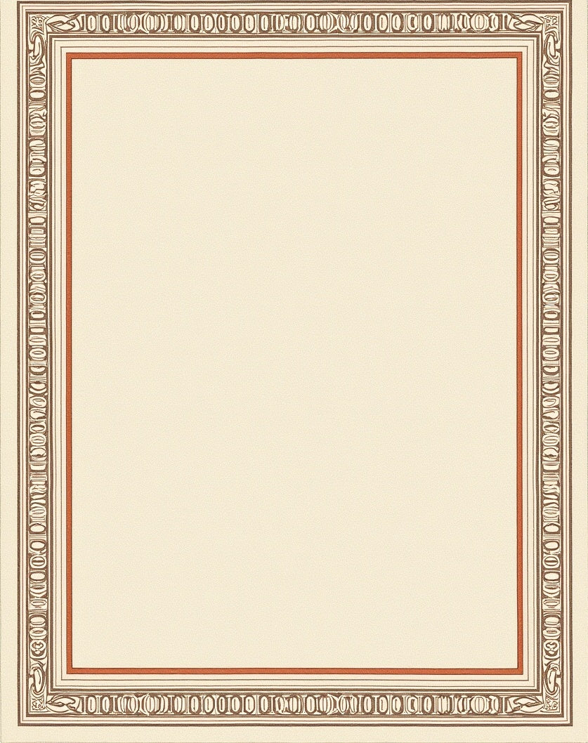 Terra Cotta Cream Geometric Border Rug