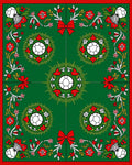 Green Red White Festive Football Wreath Rug