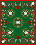 Green Red White Festive Football Wreath Rug