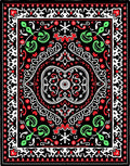 Bold Black Red Green Medallion Rug