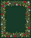 Holiday Green Floral Snowflake Border Rug