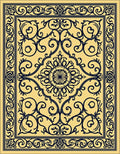 Ornate Yellow Navy Floral Medallion Rug