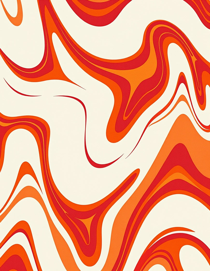 Retro Orange Swirl Marble Rug
