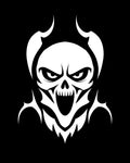 White Grimacing Skull Tribal Tattoo Rug
