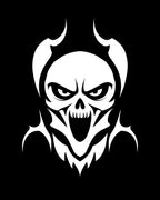 White Grimacing Skull Tribal Tattoo Rug