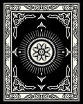 Black White Sunburst Medallion Border Rug