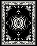 Black White Sunburst Medallion Border Rug