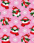 Pink Retro Snowman Snowflake Collection Rug