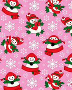 Pink Retro Snowman Snowflake Collection Rug