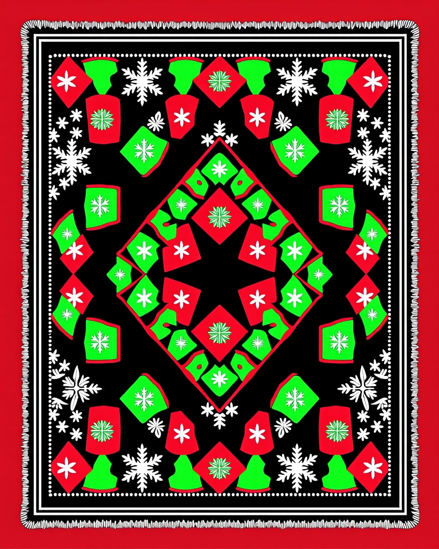 Festive Holiday Snowflakes Geometric Rug