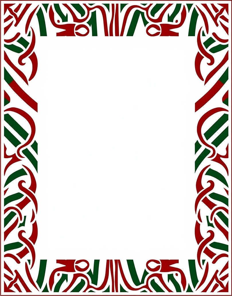 Crimson Green Intertwined Celtic Knot Border Rug
