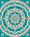 Teal Cream Intricate Floral Mandala Rug