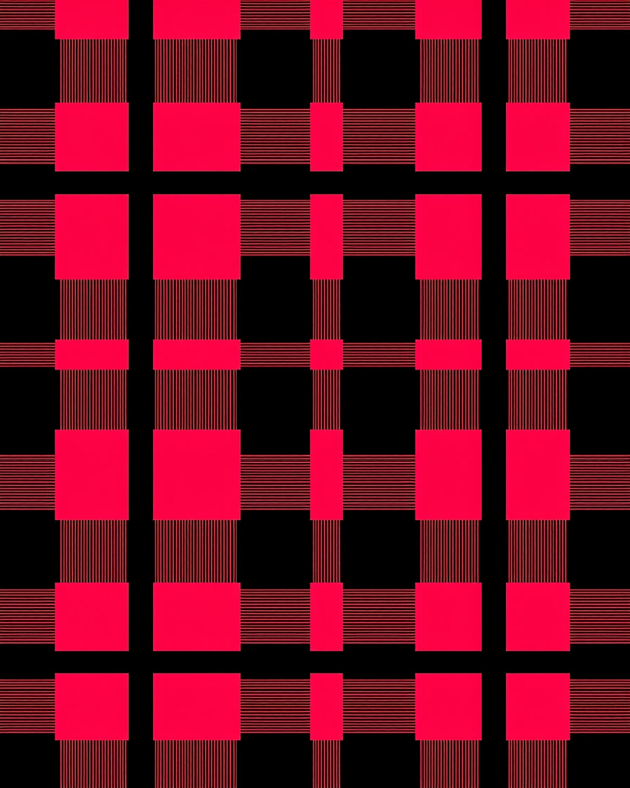 Bold Red Plaid Grid Textile Rug