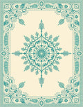 Aqua Floral Medallion Border Rug