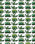 Green Toon Trucks With Plants Rug