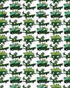 Green Toon Trucks With Plants Rug