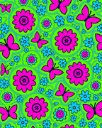Retro Butterfly Flower Garden Rug