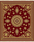 Deep Red Gold Medallion Floral Rug