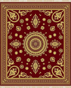 Deep Red Gold Medallion Floral Rug