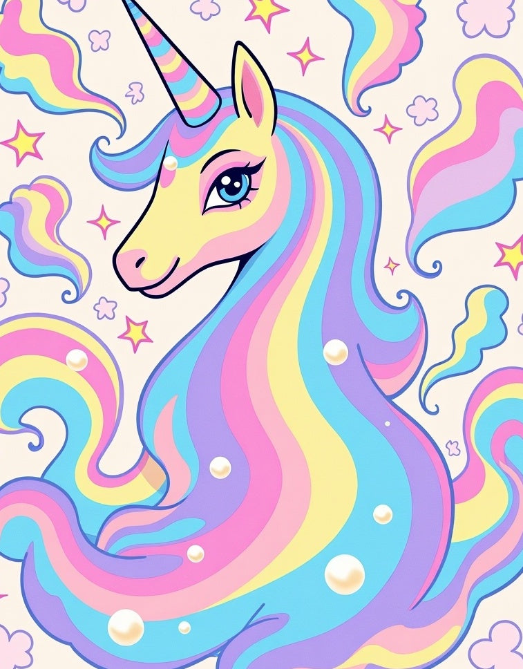 Magical Pastel Unicorn Rainbow Swirls Rug