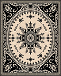 Black and Cream Floral Medallion Rug
