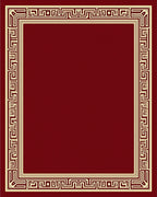 Crimson Geometric Maze Border Rug