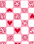 Pink Heart Dice Checkerboard Rug